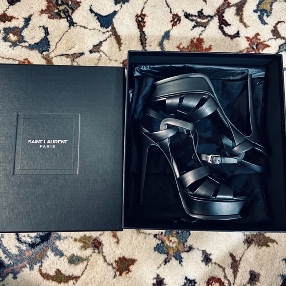 Saint Laurent TRIBUTE 105 Black Platform Sandal - Picture 2 of 9